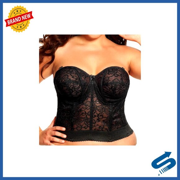 Lace Bustier with Sweetheart Neckline Strapless Longline Bra
